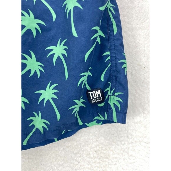 Tom & Teddy Swim Trunks Men’s Size XL Blue Palm Tree Print Beach Shorts - Picture 4 of 7